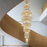 ODM/OEM Nouveau Creative Hôtel Hall Escalier De Luxe K9 Cristal Suspension Lampe Haute Qualité Corps En Acier Inoxydable Led lustre Lumière