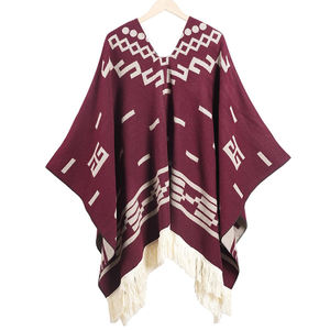 Chal de Imitación de Cachemira Estilo Vaquero Vintage, Capa de Viaje Otoñal Ecológica con Flecos Largos, Abrigo Cálido para Fotografía al Aire Libre - Product Image 4