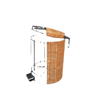 Poubelle en bambou tressé avec pédale et couvercle, design créatif pour salon, chambre, cuisine, salle de bain, toilettes - Product Image 5