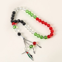 Bracelet de prière islamique tendance avec compteur Tasbih 33 perles, drapeau palestinien 10 mm, perles acryliques, cadeau musulman, Palestine