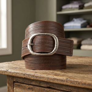 Ceinture pour homme BS INTERNATIONAL en cuir de vachette de qualité, boucle carrée à ardillon en acier, largeur 3,8 cm, vintage, imperméable, durable, écologique, robuste - Product Image 1