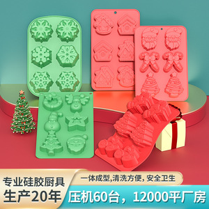 Christmas <b>Silicone</b> Cake Mold 6 Holes Flexible Food Safe <b>Baking</b> Soap Mold Holiday Shape For DIY Dessert Making - Product Image 3
