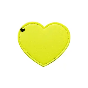 SAIYII Sweet Heart Shaped Pu Leather Pocket Mirror LOW MOQ Custom Logo Rotatable Pu Compact Make Up Mirror For Women