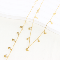 Vente en gros de collier et bracelet en acier inoxydable plaqué or 14 carats, chaîne papillon, pendentif, bijoux tendance pour femmes, hypoallergénique