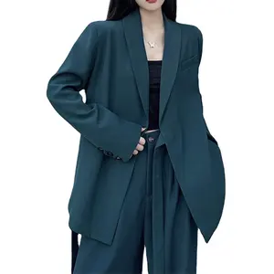 패션 여성 통근 붕대 디자인 코트 넓은 다리 바지 정장