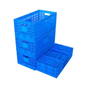 QS Foldable Egg Crate <strong>Large</strong> Mesh Vented Plastic <strong>Storage</strong> <strong>Basket</strong> Collapsible Plastic Moving <strong>Basket</strong> Tote for Fruit Vegetables - Product Image 1
