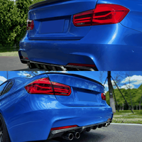 Diffuser Bumper Belakang Gloss Black Carbon Fiber Look Splitter Lip untuk BMW Seri 3 F30 F31 F35 2012-2019 Gaya MP