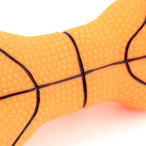 Durable Rubber Basketball-Style Bone Design 14x6.5x3.5 Basketball/Net/Stick Bone <b>Ball</b> Chew <b>Toy</b> for Dogs - Product Image 2