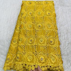 2025 vente chaude coton africain Voile dentelle avec cristal broderie exclusive <span class=keywords><strong>suisse</strong></span> dentelle motif bordure grandes pierres pour les femmes robe - Product Image 6
