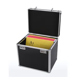 Aluminum alloy small certificate briefcase waterproof aluminum metal container box black hard case storage