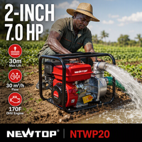 Pompe à eau auto-amorçante 2 pouces NTWP20, modèle 7.0HP essence, portance 30m, machine de pompage d'eau à haut débit pour ferme, maison et urgences