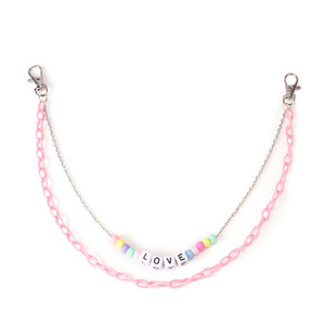 โซ่คล้องกางเกงอะคริลิคสีชมพูสไตล์ฮาราจูกุแบบสองชั้น พร้อมจี้ตัวอักษรและลูกเต๋า สำหรับใส่ทุกวัน แฟชั่นเครื่องประดับ - Product Image 5