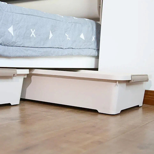 Boîte <span class=keywords><strong>de</strong></span> rangement en plastique sous le lit, grande capacité, anti-poussière, organisateur <span class=keywords><strong>de</strong></span> vêtements, couette, rangement pour armoire, économiseur d'espace avec couvercle - Product Image 4