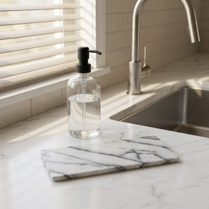 Polished <b>marble</b> slab minimalist design white with gray veining - Product Image 6