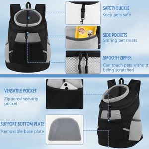 Sac à dos de transport pour chien, échantillon gratuit, pour petits chiens, respirant, design avec ouverture pour la tête, avec réflecteurs, sac à dos de transport sécurisé pour animaux de compagnie - Product Image 3