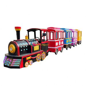 รถไฟฟ้าท่องเที่ยวกลางแจ้ง อุปกรณ์สวนสนุกแบบไร้ราง สำหรับห้างสรรพสินค้า นั่งได้ 18 คน ใช้เวลา 8 ชั่วโมง ทำจากไฟเบอร์กลาส กำลังไฟ 2.4 กิโลวัตต์ - Product Image 4
