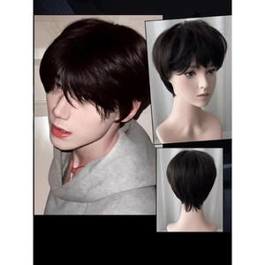 Vente chaude Perruque de Cheveux Humains Bouclés Beau Et Naturel Faux Cheveux Humains Pleine Couverture De Tête - Product Image 2