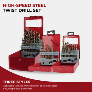 Juego de 25 Brocas Helicoidales de 1 mm a 13 mm, Brocas HSS en Caja de <span class=keywords><strong>Hierro</strong></span> para Perforar Acero Inoxidable, Metal y Madera - Product Image 6
