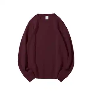 300GSM High Quality Vintage OEM French Terry Pullover Plain Dyed Blank Print 100% Cotton Printed Custom Crew Neck Sweatshirt