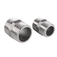 Raccord de tuyauterie hexagonal en acier inoxydable 304/316 à double tête, filetage externe direct, 1/2 pouce, surface lisse basse pression