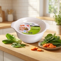 LONGSTAR Bols en PP de taille moyenne, compatibles micro-ondes, avec doubles poignées et couvercles à clipser, récipients de stockage alimentaire portables pour la cuisine et la maison, pour la fraîcheur