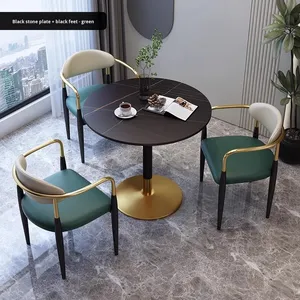 Plaque de roche de luxe réunion invités réception <span class=keywords><strong>Table</strong></span> ronde chaise combinaison bureau moderne loisirs négociation <span class=keywords><strong>Table</strong></span> chaise - Product Image 6