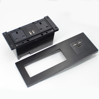Multiprise encastrable de bureau UK avec station de charge USB, couvercle métallique, fixation pour mobilier, idéale pour hôtels et bureaux