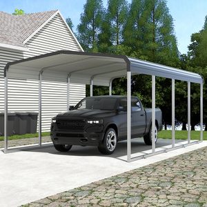 Abri de voiture <span class=keywords><strong>en</strong></span> métal, auvent de voiture robuste avec structure et toit <span class=keywords><strong>en</strong></span> acier galvanisé, abri de garage pour pick-up, camion, bateau - Product Image 1