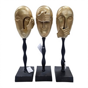 Artesanía Metal Art Design Escultura de cara humana Oficina Sala de estar Decoración Oro Negro Acabado Hecho Aluminio Bodegón - Product Image 1