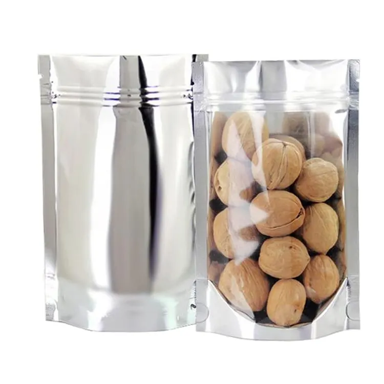 Clear Window Self Seal Aluminum Foil Stand Up Zipper Zip Lock Coffee Beans Candy Sugar Rice Baking Cookie Pouch Package