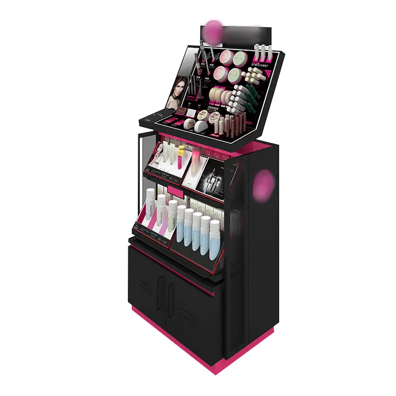 Beauty Salon Makeup Stand Skin Care Products Rack Liquid Eyeliner Storage Nail Polish Shelf Lipstick Cosmetics Display Cabinet