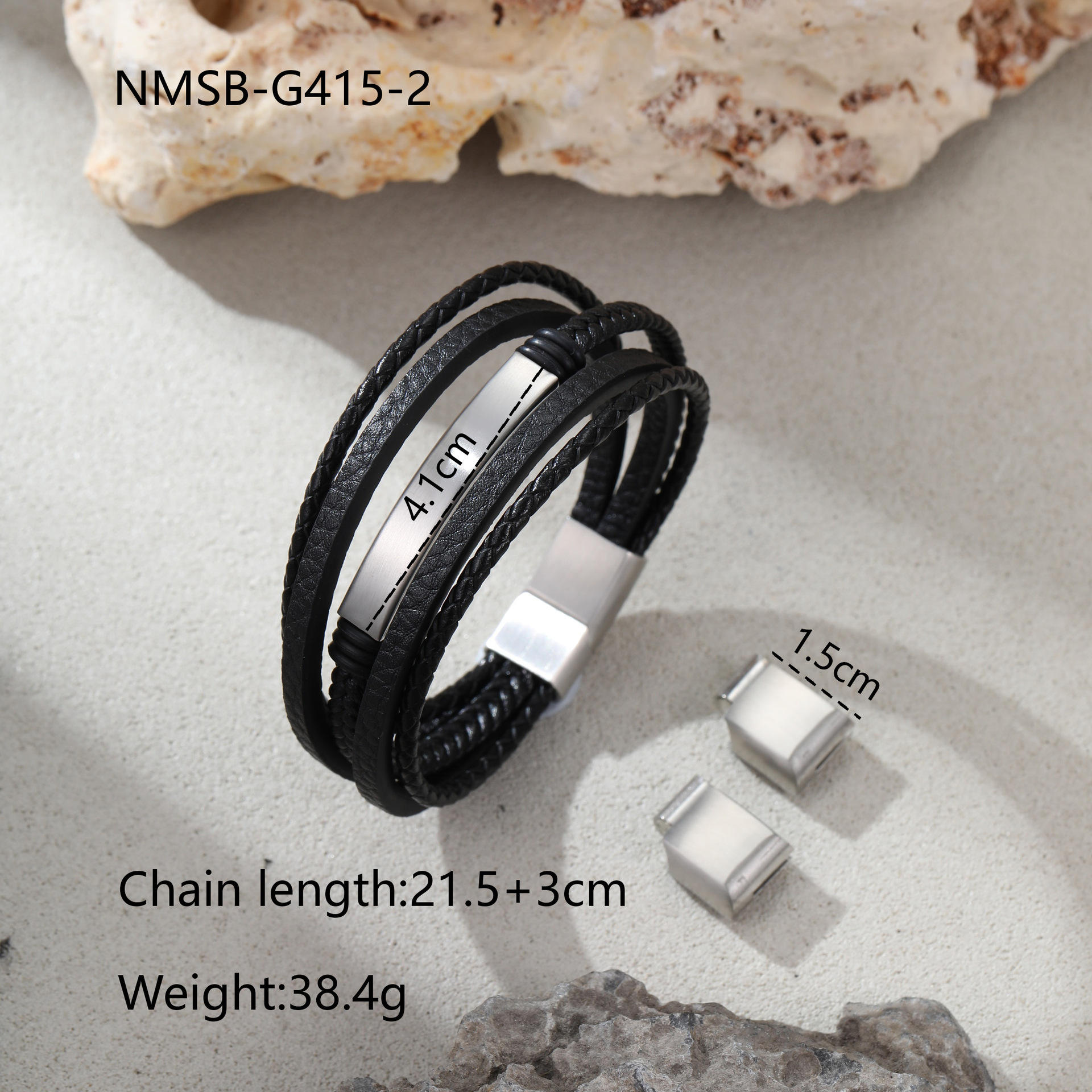NMSB-G415-2 สร้อยข้อมือสีเหล็ก