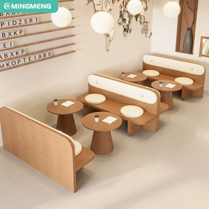 Ensemble de meubles de restaurant en bois moderne MINGMENG avec coussins en mousse haute densité, design scandinave pour salle à manger - Product Image 2