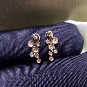 Orecchini a Perno Geometrici Creativi con Zirconi, Semplici e Versatili, Tono Oro Rosa, Gioielli da Donna - Product Image 5