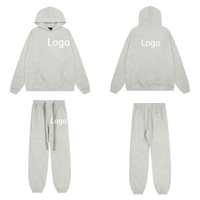 Ensemble de survêtement streetwear en coton tricoté de haute qualité, sweat à capuche épais et joggers personnalisés, tenues décontractées de printemps