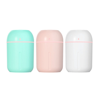 Humidificateur Rechargeable USB, Diffuseur d'Arômes d'Huiles Essentielles avec Veilleuse Colorée, Mini Humidificateur d'Air Portable 330ml pour Voiture