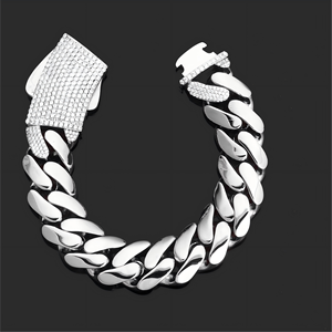 Bracelet cubain Moissanite Iced Out en argent sterling 925, serti clos, plaqué or 18 carats, style Hip Hop, maillons entrelacés - Product Image 4
