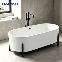 Baignoire autoportante ovale de luxe en pierre artificielle, surface solide, profonde, pour maison, hôtel, villa – Vente directe usine
