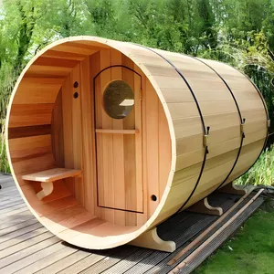 Outdoor Red Cedar And Hemlock Luxury Wood Burning Heated Dry Steam 1-2 Person Luxury Sauna Room