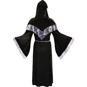 Costume de sorcier, prêtre, robe de sorcier sombre, robe de moine, costume religieux de parrain, costume de sorcier, démon, sorcière, cosplay d'Halloween pour hommes adultes - Product Image 4