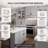 Meubles de cuisine modernes en U avec moulures, armoires en MDF personnalisables avec plan de travail en quartz blanc pour villa
