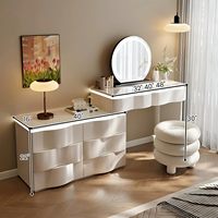 Nouvelle table de toilette moderne et simple en bois crème, style luxe léger, avec armoire à tiroirs réglable pour salon