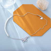 INS tendance perle de coquillage perle papillon bijoux psj en laiton plaqué or 18k Zircon cubique chaîne colliers de charme pour femmes dame
