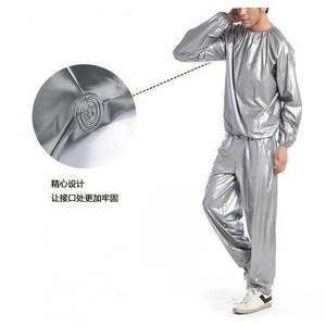 Ensemble de combinaison de sauna gris argenté rayé noir pour fitness et exercice, tailles S M L XL 2XL 3XL 4XL, en fibre chlorée légère haute densité - Product Image 3