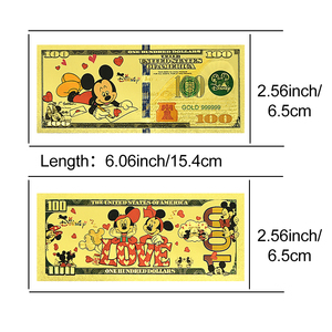 Carte commémorative en feuille d'or avec motif de souris de dessin animé, collection de souvenirs, cadeau d'anniversaire pour enfants, 16,4x6,5 cm, double face - Product Image 3