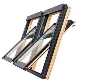 Fenêtre de toit à pivot central en bois recouvert d'aluminium, à double vitrage, écoénergétique, pour la ventilation des greniers et des combles sur toits en pente - Product Image 3