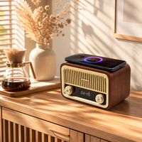 ODM OEM Maßgefertigtes Retro-Radio mit Kabelloser Ladefunktion 10W FM BT USB TF-Player 2000mAh Digitaler LED-Wecker