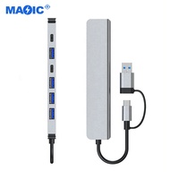 Software de hardware de computadora 7 en 2 Tipo C a USB 3,0 USB 2,0 Hub USB C Adaptador multipuerto