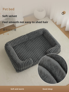 Benutzer definiertes Logo XL PP Kleines Luxus-Rechteck-Hunde bett Flauschiges Design Nackenpflege-Kissen Leicht wasch bares Hundes ofa mit Streifen muster - Product Image 4