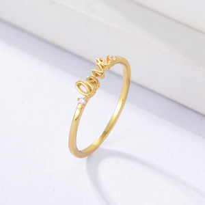 Anillos de plata 925 con letras inglesas para mujer, anillos chapados en oro para parejas, de compromiso, regalo de San Valentín - Product Image 3